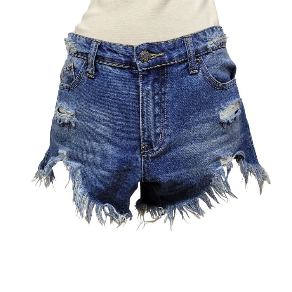 LITZ Distressed Denim Cutoff Shorts Women’s Size Small Frayed Hem Jean Shorts